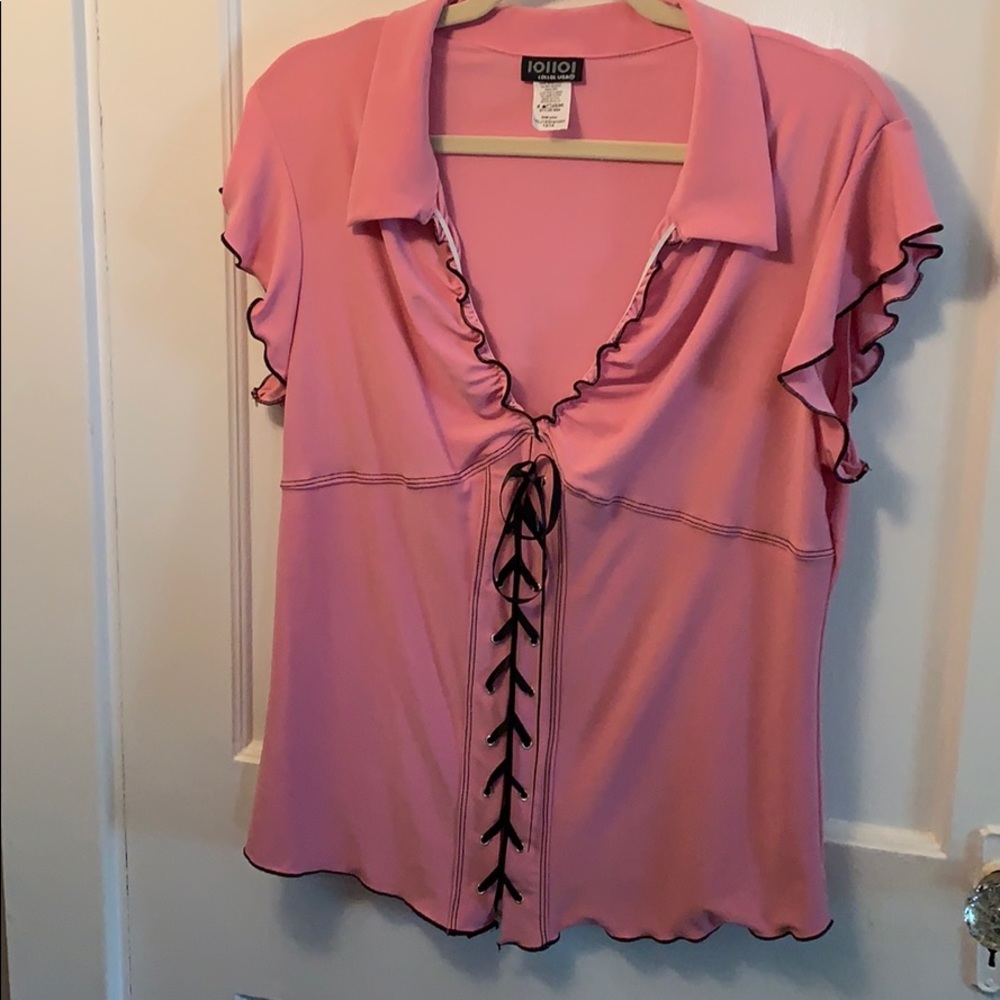 Pink Corset Front Detail Blouse. NWOT
